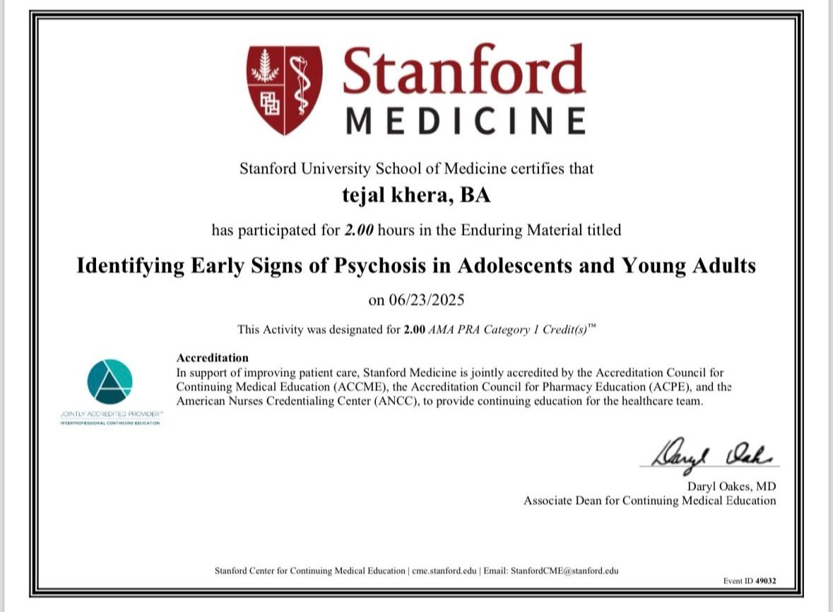 Stanford Medicine psychosis certificate