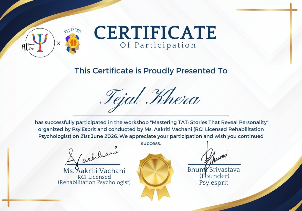 TAT workshop certificate